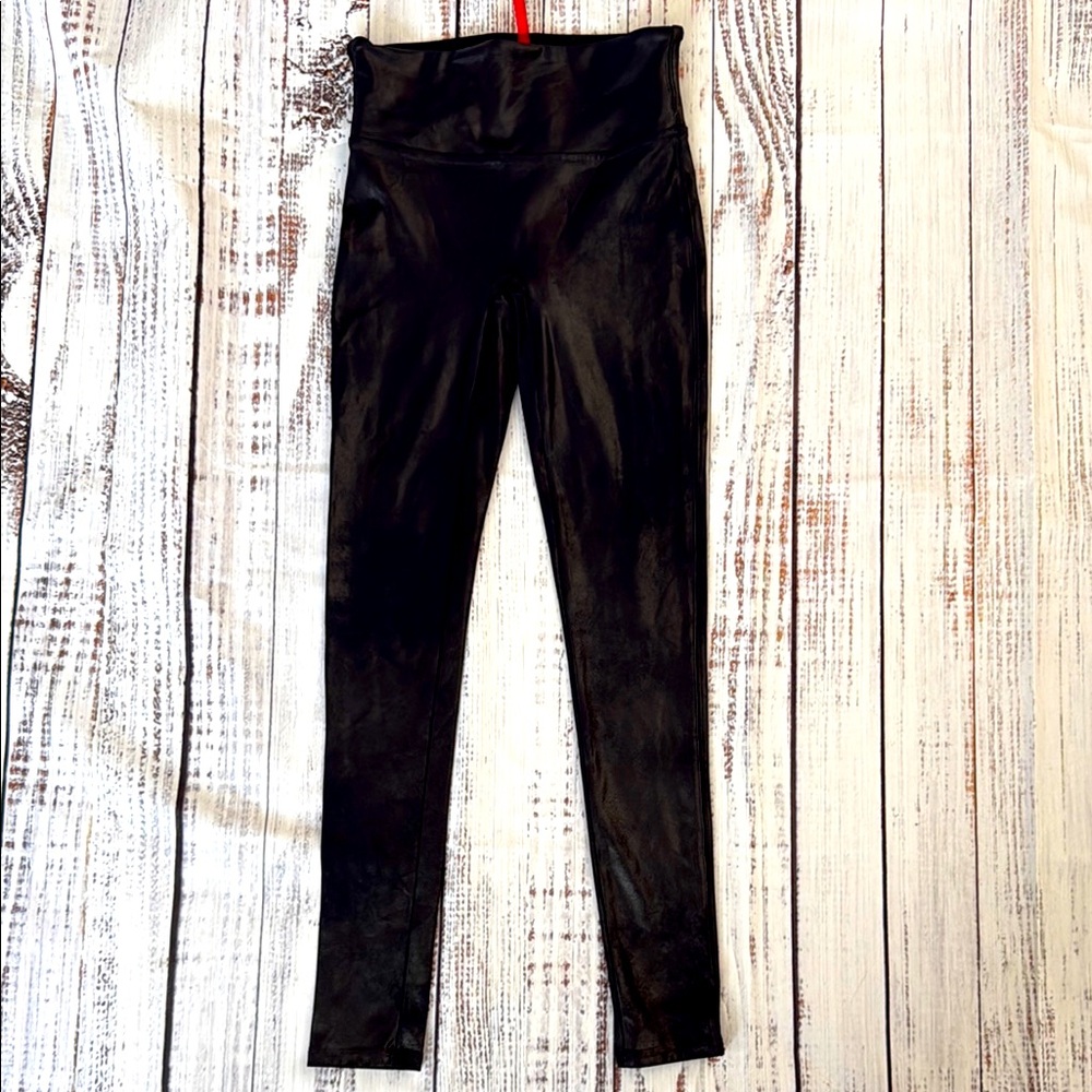 SPANX Black Shiny Stretchy Leggings Small‎